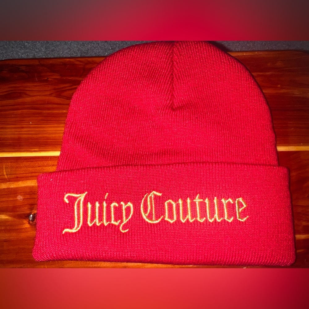 Juicy Couture Red Beanie Yes Oui Can